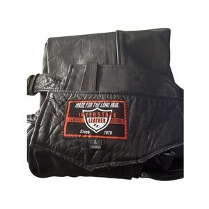 INTERSTATE Adjustable Leather Black Chaps Size L —Unisex — Vintage?